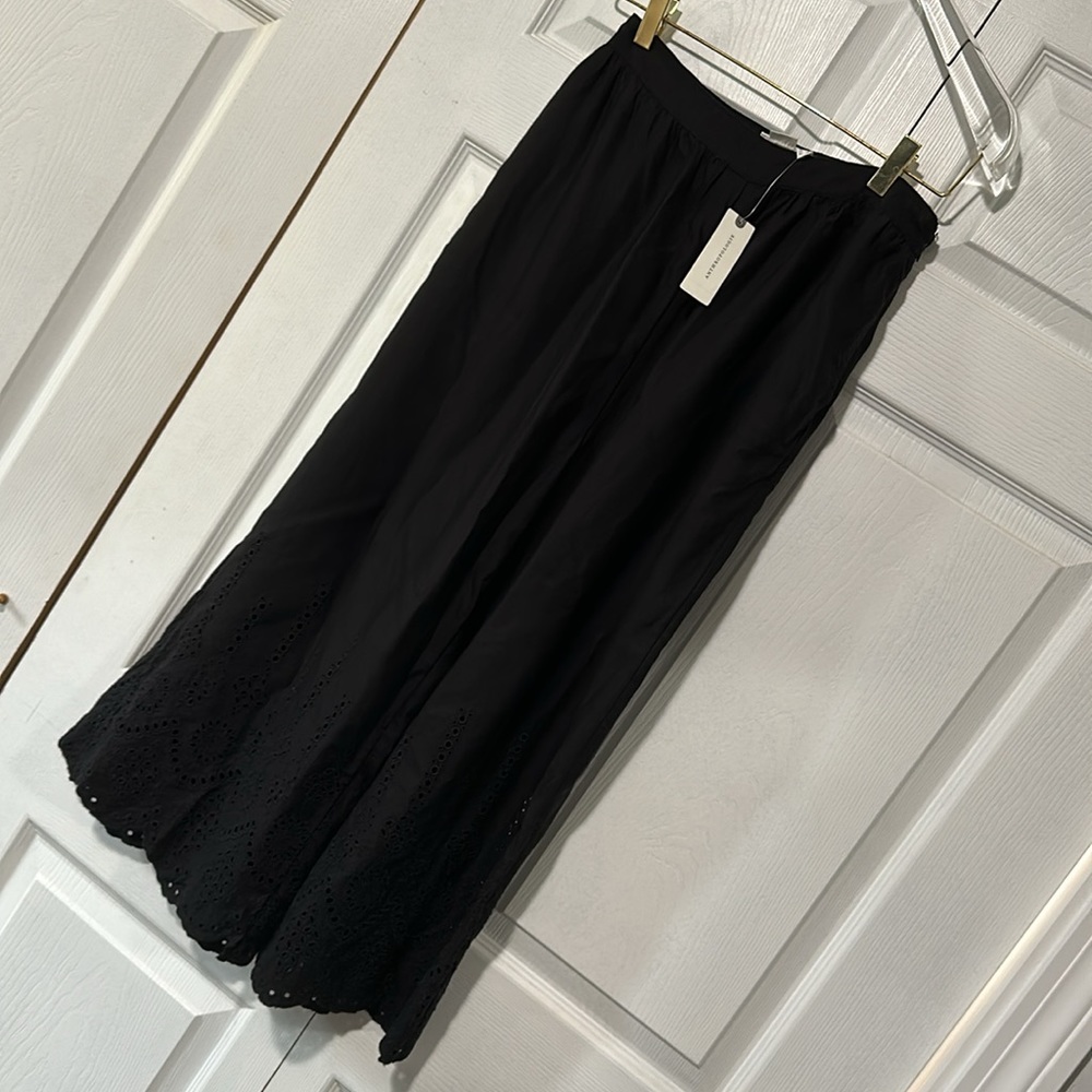 Anthropologie Black Hem Designed Wide-Leg Pants - Picture 2 of 11